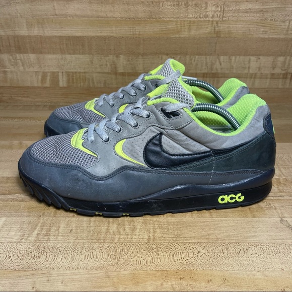 VINTAGE NIKE ACG AIR WILDWOOD GRAY/BLACK/VOLT-GREEN MENS SIZE 11 (377757-002) - Picture 2 of 7